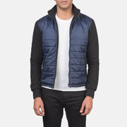 
Nashville Καπιτονέ Μπλε Windbreaker Δερμάτινο Μπουφάν Ανδρικό in Blue & Black Nylon (Torso) &Amp; Knitted Fabric (Sleeves) - Μπροστινή όψη & εφαρμοστή σιλουέτα | Αγορά online