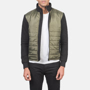 
Nashville Καπιτονέ Χακί Windbreaker Δερμάτινο Μπουφάν Ανδρικό in Green & Black Nylon (Torso) &Amp; Knitted Fabric (Sleeves) - Μπροστινή όψη & εφαρμοστή σιλουέτα | Αγορά online
