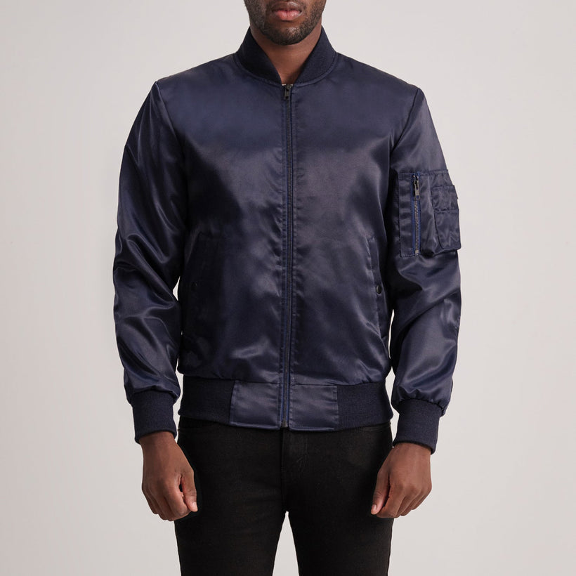 Quinton MA-1 Blue Δερμάτινο Μπουφάν Bomber Ανδρικό