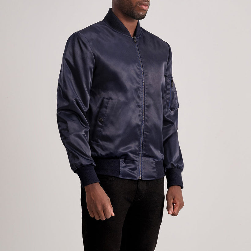 Quinton MA-1 Blue Δερμάτινο Μπουφάν Bomber Ανδρικό