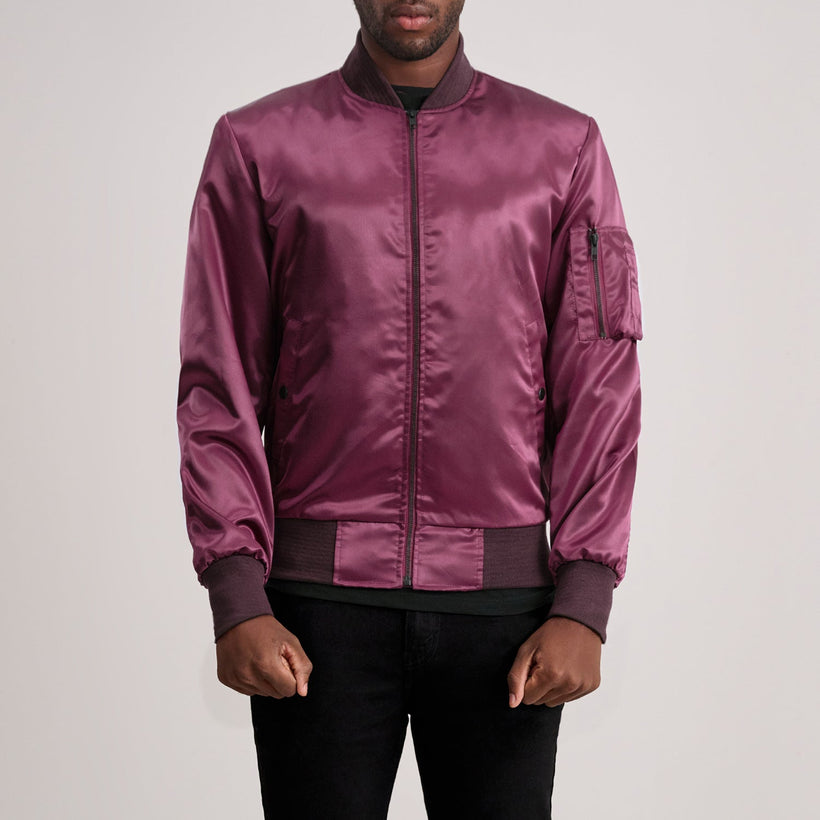 Quinton MA-1 Maroon Δερμάτινο Μπουφάν Bomber Ανδρικό