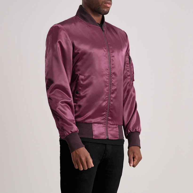 Quinton MA-1 Maroon Δερμάτινο Μπουφάν Bomber Ανδρικό