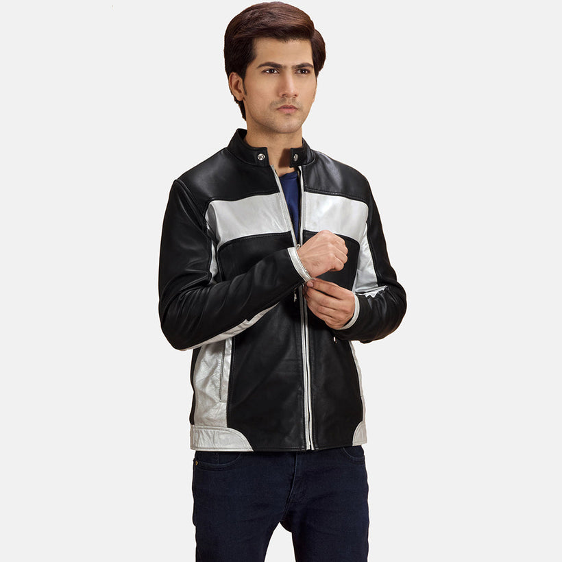 Randolf Silver Μαύρο Δερμάτινο Μπουφάν Biker Ανδρικό