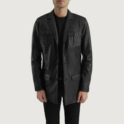 
Ray Cutler Black Leather Blazer in Black Sheepskin Leather - Μπροστινή όψη & εφαρμοστή σιλουέτα | Αγορά online