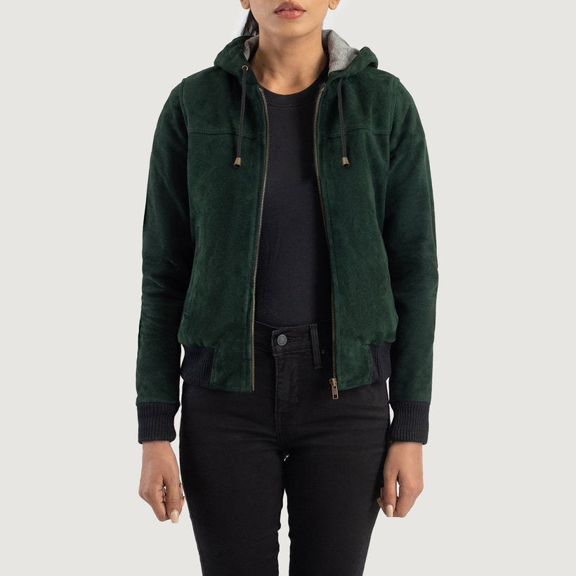 Rebella Hooded Δερμάτινο Μπουφάν Bomber Γυναικείο