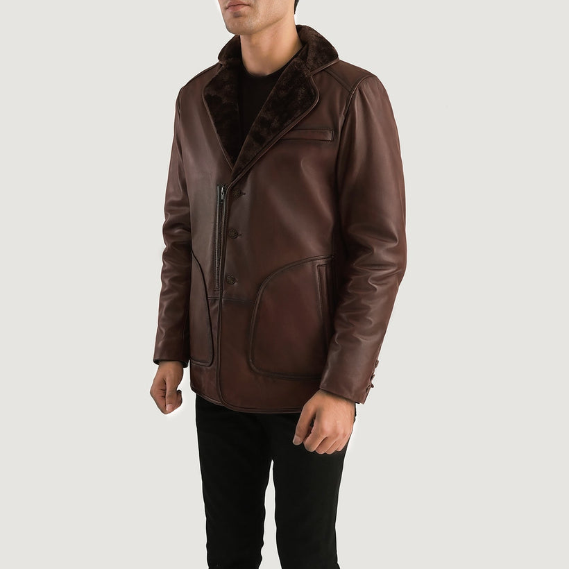 Rocky Καφέ Fur Leather Coat Ανδρικό