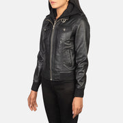 Roslyn Hooded Leather Bomber Jacket – alternate product view 2