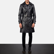 
Royson Μαύρο Leather Duster Δερμάτινο Παλτό Ανδρικό in Black Cowhide Leather - Μπροστινή όψη & εφαρμοστή σιλουέτα | Αγορά online