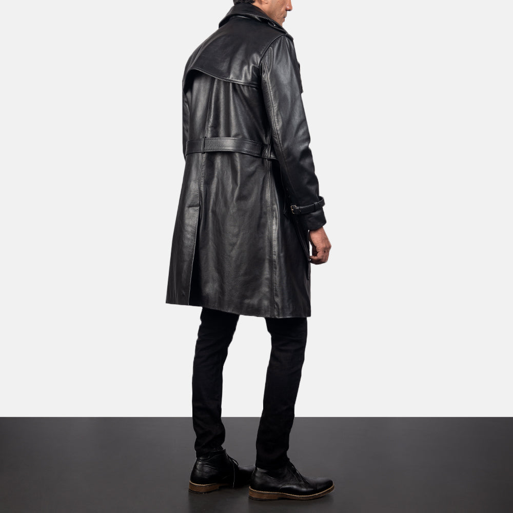 
Royson Μαύρο Leather Duster Δερμάτινο Παλτό Ανδρικό - Πλαϊνή όψη που αναδεικνύει το κόψιμο των μανικιών