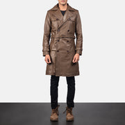 
Royson Καφέ Leather Duster Δερμάτινο Παλτό Ανδρικό in Mocha Brown Calfskin Leather - Μπροστινή όψη & εφαρμοστή σιλουέτα | Αγορά online
