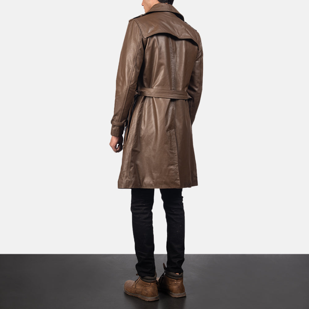 
Royson Καφέ Leather Duster Δερμάτινο Παλτό Ανδρικό - Πλαϊνή όψη που αναδεικνύει το κόψιμο των μανικιών