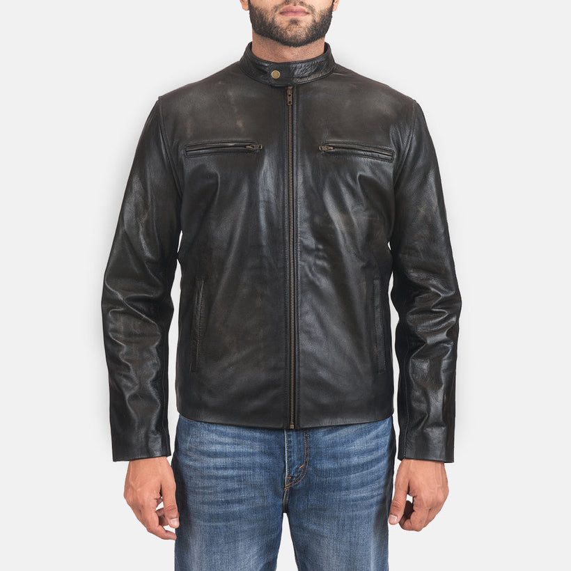 Rustic Δερμάτινο Μπουφάν Biker Ανδρικό