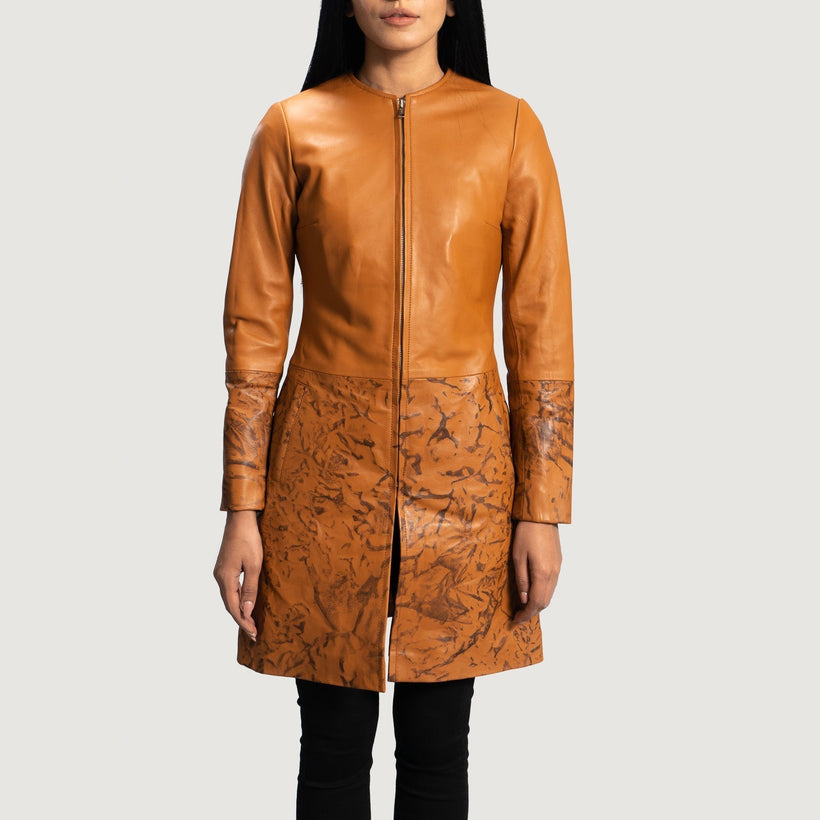 Sandy Ταμπά Dye Leather Coat Γυναικείο