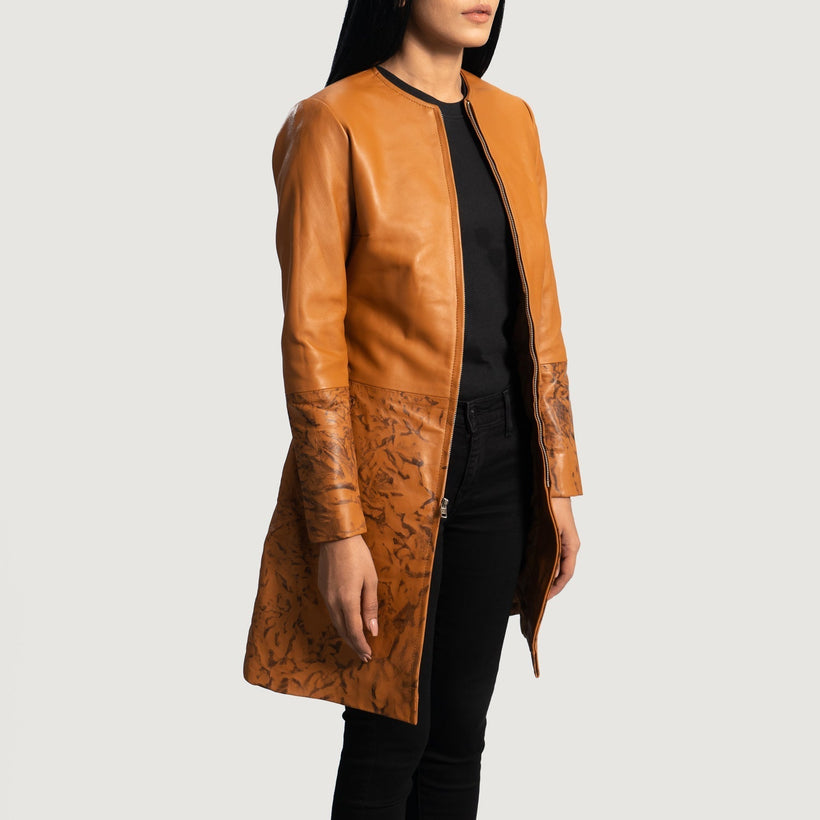 Sandy Ταμπά Dye Leather Coat Γυναικείο