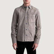
Scout Grey Suede Leather Shirt Ανδρικό Ανδρικό - Πλαϊνή όψη που αναδεικνύει το κόψιμο των μανικιών