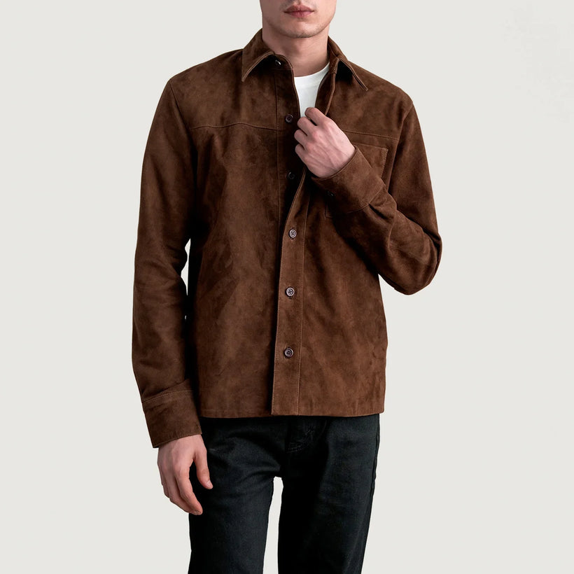 Scout Mocha Suede Leather Shirt Ανδρικό