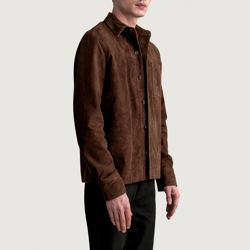 Scout Mocha Suede Leather Shirt Ανδρικό