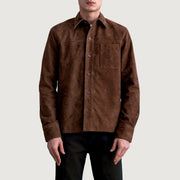 
Scout Mocha Suede Leather Shirt Ανδρικό - Πλαϊνή όψη που αναδεικνύει το κόψιμο των μανικιών
