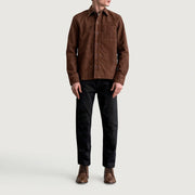 
Κοντινό πλάνο λεπτομέρειας of Shirt & Buttons Hardware on Scout Mocha Suede Leather Shirt Ανδρικό