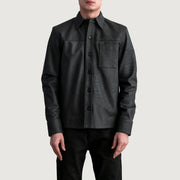 
Scout Tumbled Μαύρο Leather Shirt Ανδρικό - Πλαϊνή όψη που αναδεικνύει το κόψιμο των μανικιών