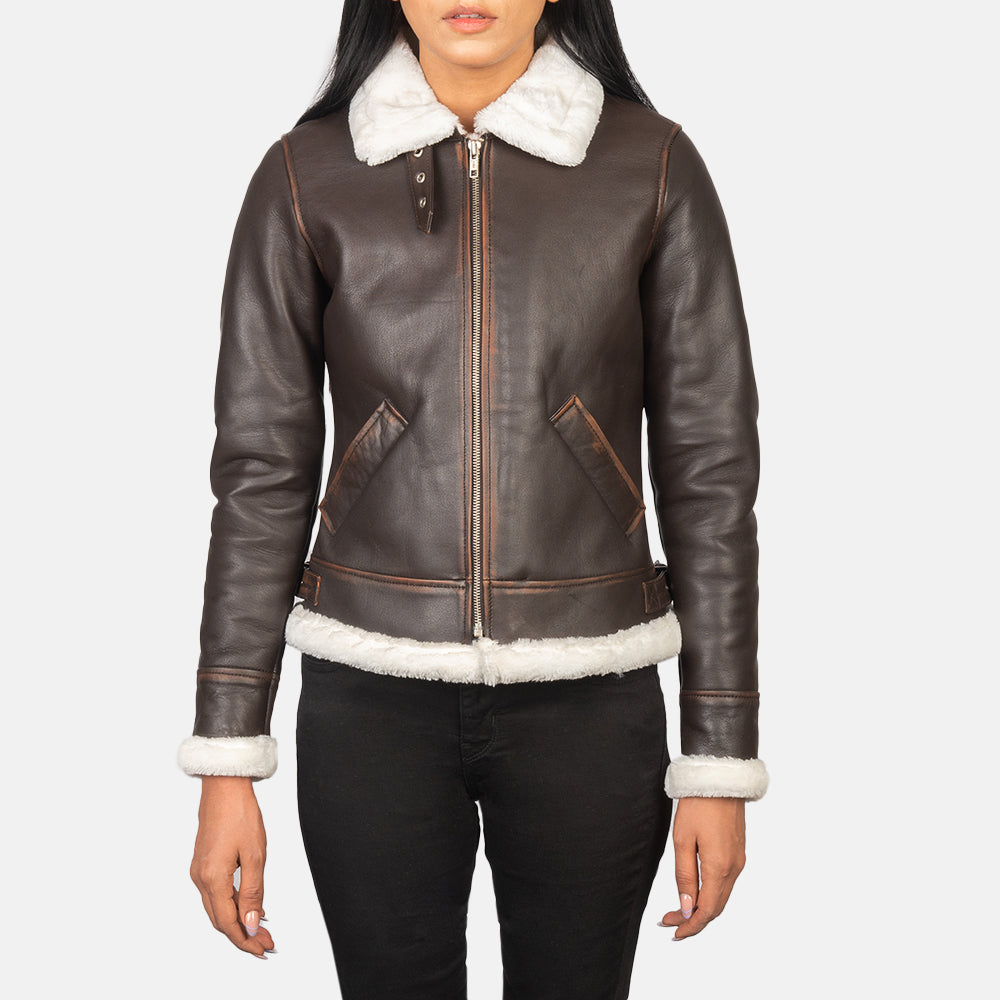 
Sherilyn B-3 Μαύρο Δερμάτινο Μπουφάν Bomber Γυναικείο – alternate product view 4