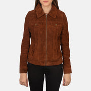 
Brown Goatskin suede Jacket - Πίσω όψη με εφαρμογή στους ώμους & καθαρό στρίφωμα
