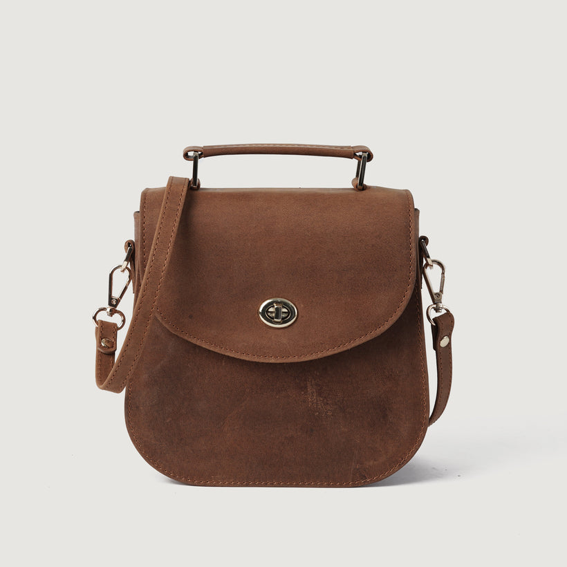 The Sandra Vintage Ταμπά Leather Saddle Bag