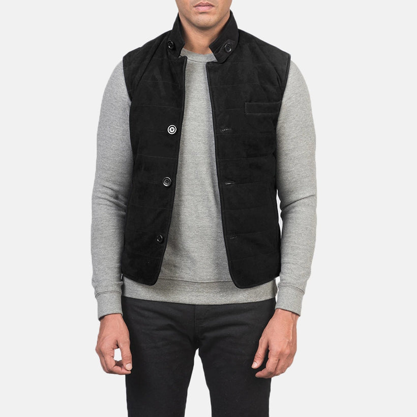 Tony Μαύρο Suede Vest Ανδρικό