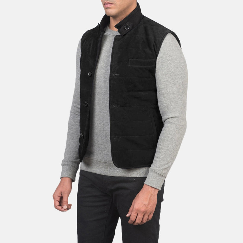 Tony Μαύρο Suede Vest Ανδρικό