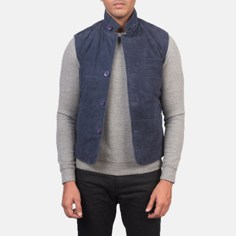 Tony Blue Suede Vest Ανδρικό
