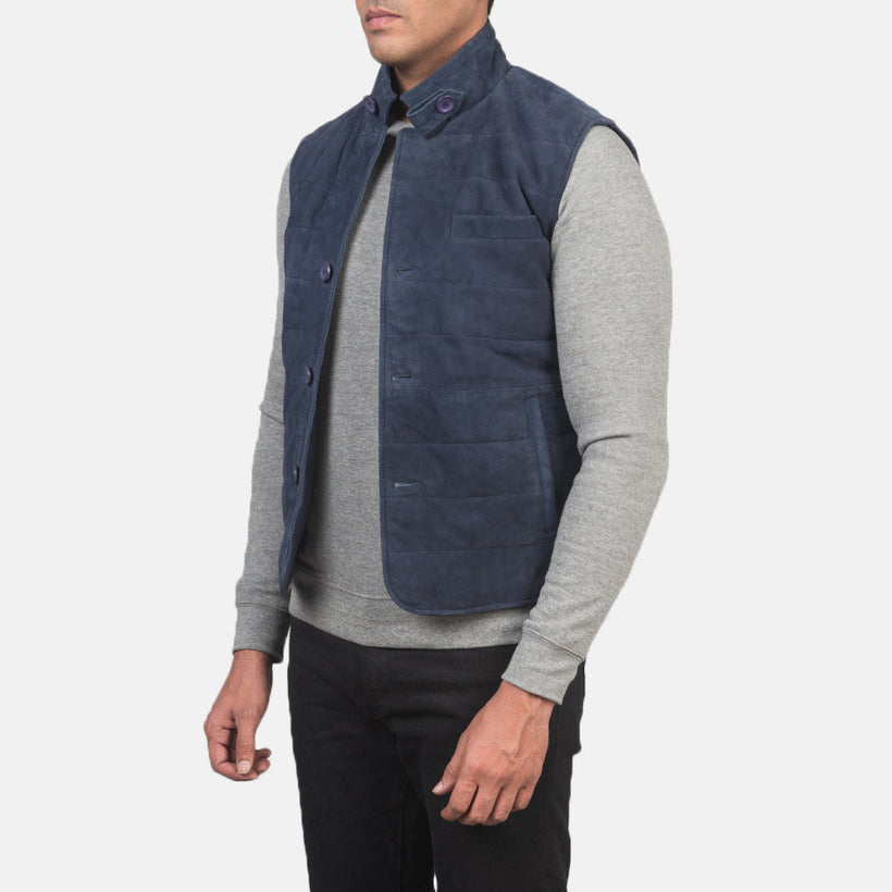 Tony Blue Suede Vest Ανδρικό