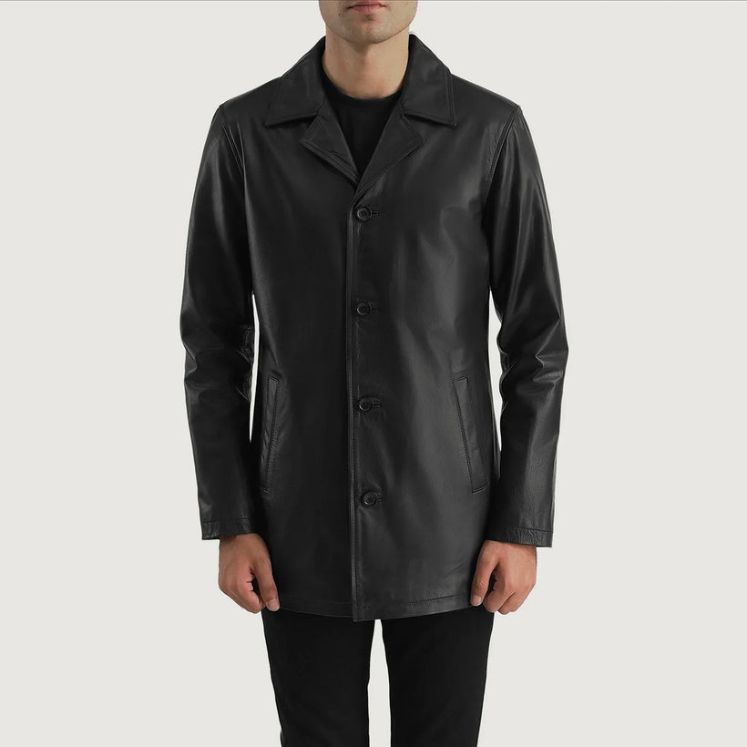 Urban Slate Μαύρο Leather Coat Ανδρικό