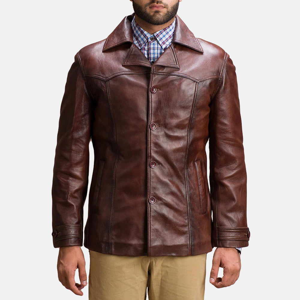 
Vincent Alley Καφέ Δερμάτινο Μπουφάν Ανδρικό in Brown Sheepskin Leather - Μπροστινή όψη & εφαρμοστή σιλουέτα | Αγορά online