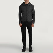 
Wesley Μαύρο Hooded Windbreaker Δερμάτινο Μπουφάν Ανδρικό - Πλαϊνή όψη που αναδεικνύει το κόψιμο των μανικιών