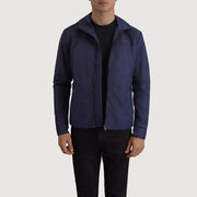 
Wesley Μπλε Hooded Windbreaker Δερμάτινο Μπουφάν Ανδρικό in Blue Full-Grain Leather - Μπροστινή όψη & εφαρμοστή σιλουέτα | Αγορά online