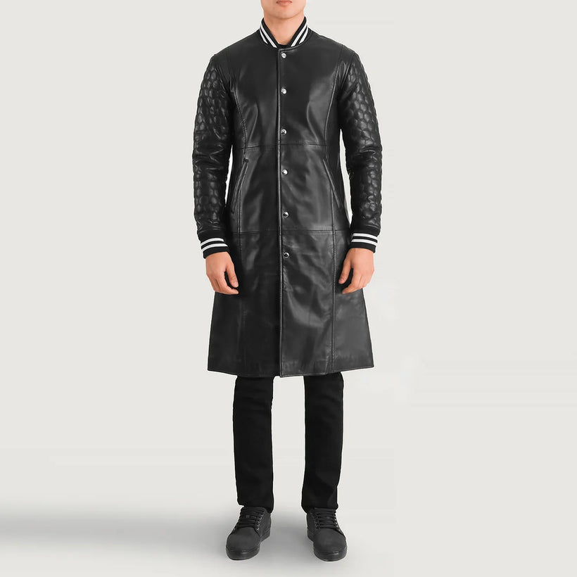 Wilde Μαύρο Leather Varsity Coat Ανδρικό