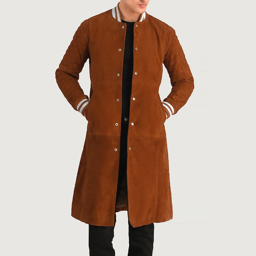 Wilde Καφέ Suede Varsity Coat Ανδρικό