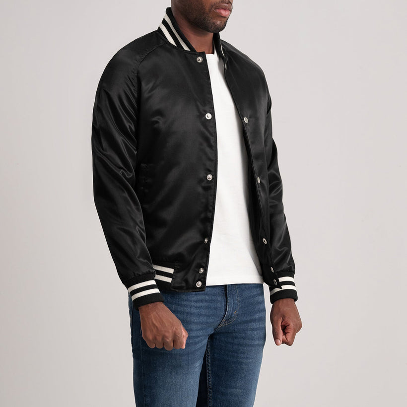 Xander Μαύρο Varsity Δερμάτινο Μπουφάν Ανδρικό