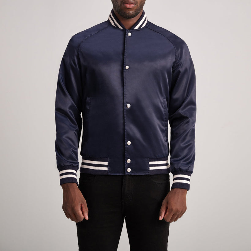 Xander Blue Varsity Δερμάτινο Μπουφάν Ανδρικό