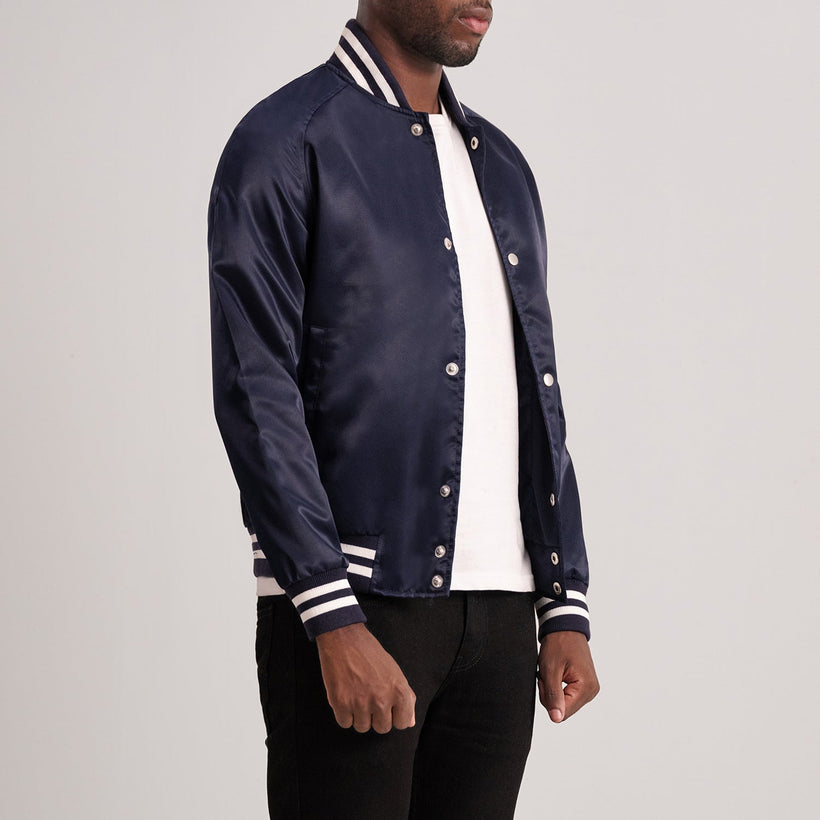 Xander Blue Varsity Δερμάτινο Μπουφάν Ανδρικό