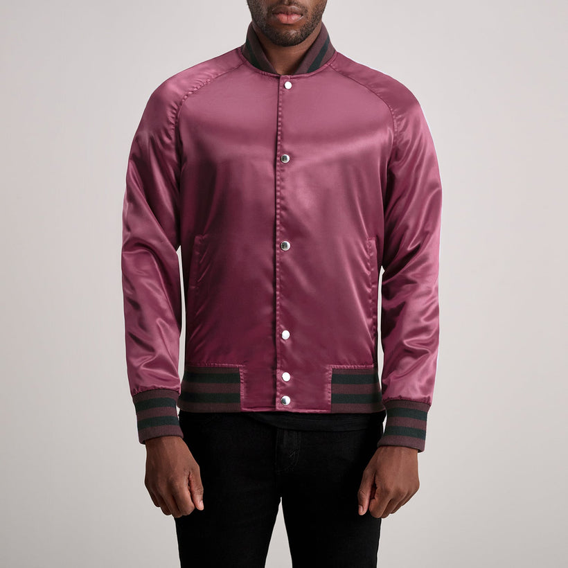 Xander Maroon Varsity Δερμάτινο Μπουφάν Ανδρικό