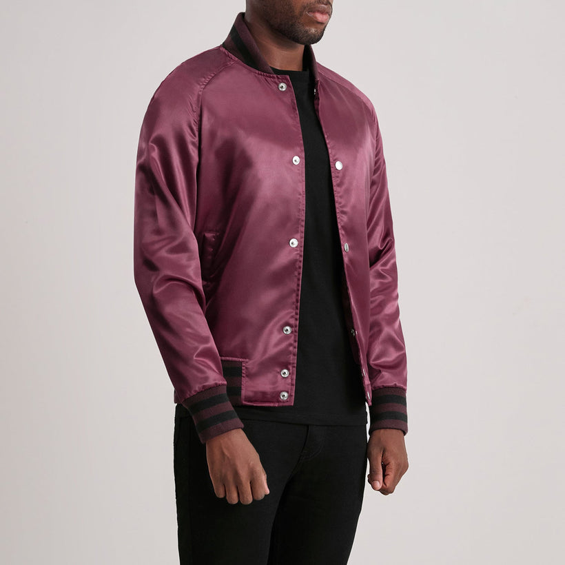 Xander Maroon Varsity Δερμάτινο Μπουφάν Ανδρικό